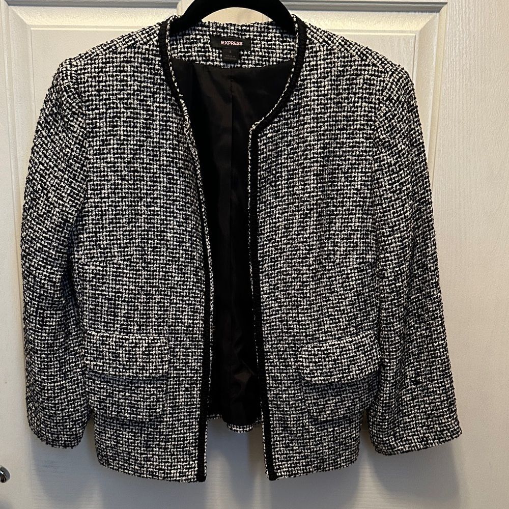 Express Monochrome Tweed Blazer